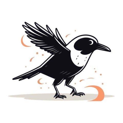 Crow vector illustration. Hand drawn doodle style. Vector illust