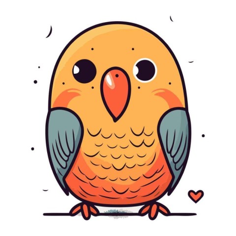 Cute cartoon parrot. Vector illustration isolated on white backg