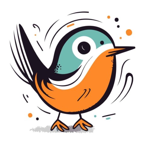 Cute cartoon bird in doodle style. Vector illustration.