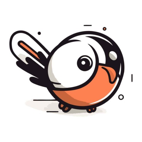 Cute cartoon bird. Vector illustration. Isolated on white backgr