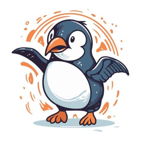 Cute penguin. Vector illustration. Isolated on white background.