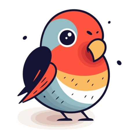 Vector illustration of cute little red bird on white background.