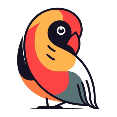 Vector illustration of cute cartoon parrot in flat style. Isolat