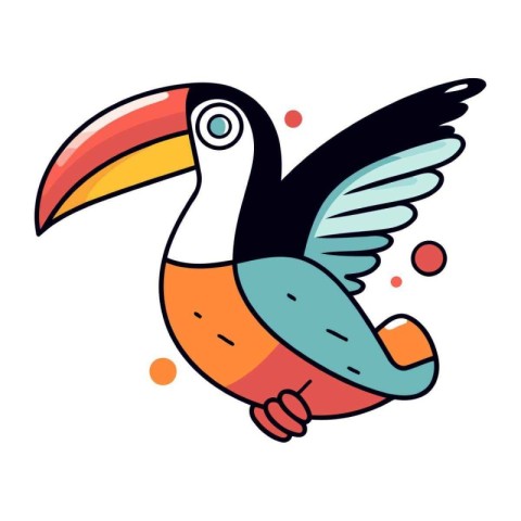 Cute toucan bird. Vector illustration in doodle style.