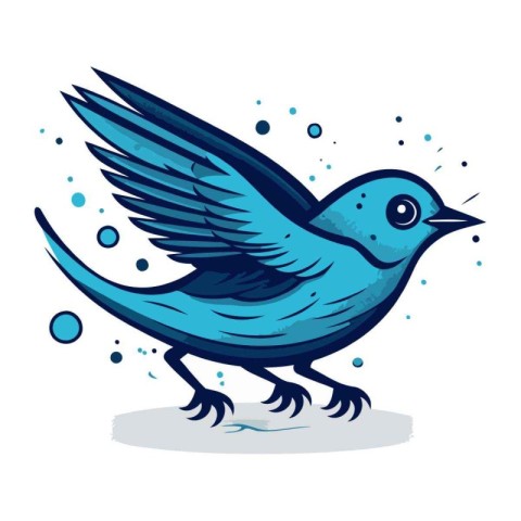 vector illustration of a blue bird on a white background with wa