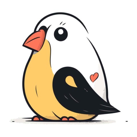 Illustration of a cute little bird on a white background. Vector