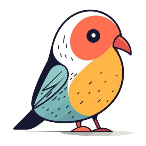 Vector illustration of cute little bird on white background. Fla