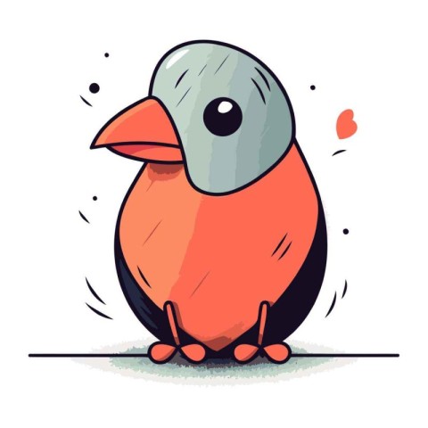 Vector illustration of a cute little bullfinch. Hand drawn carto