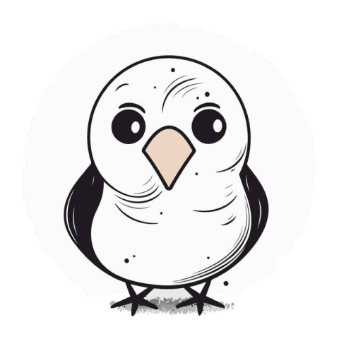 Cute cartoon black and white owl isolated on white background. V