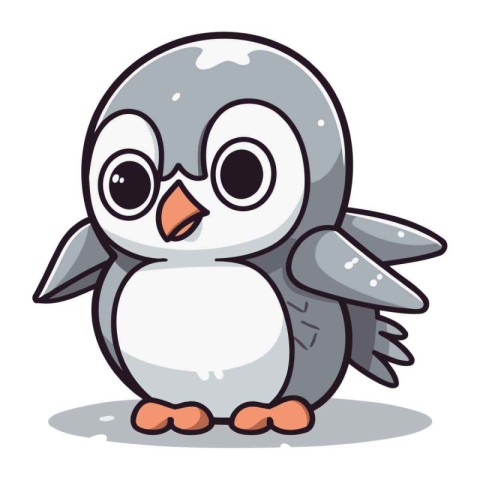 Penguin cartoon isolated on a white background. Vector illustrat