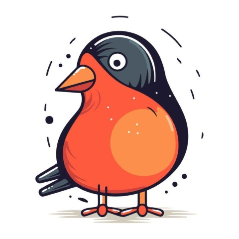 Bullfinch vector illustration. Cute cartoon bullfinch.