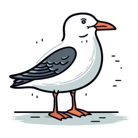 Vector illustration of a seagull on a white background. Cartoon