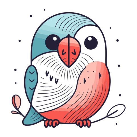 Cute cartoon vector illustration of a cute little bird with big