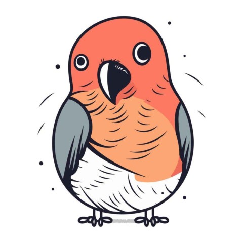 Vector illustration of a cute little bullfinch. Isolated on a wh