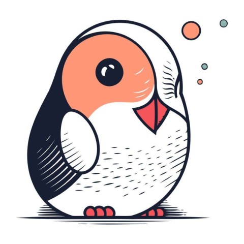 Penguin. Cute cartoon character. Hand drawn vector illustration.