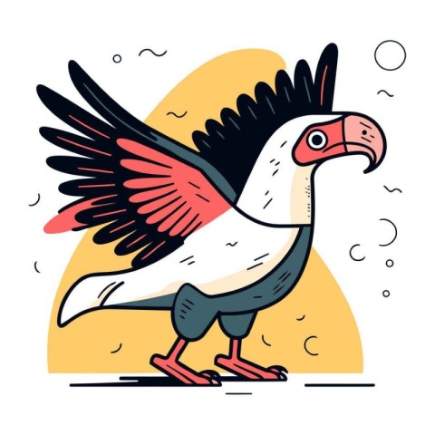 Vector illustration of a vulture. Cartoon style. flat design.