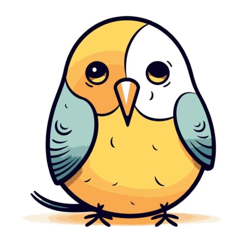 Cute cartoon bird. Vector illustration isolated on a white backg