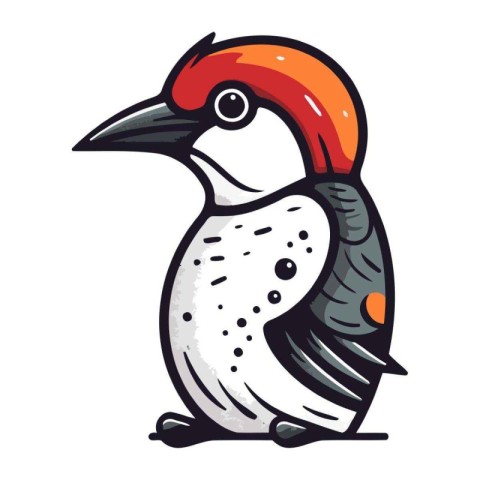 Cute woodpecker isolated on white background. Vector illustratio