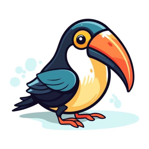 Cute cartoon toucan. Vector illustration isolated on white backg