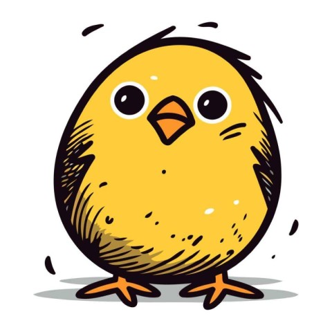 Cute little chick cartoon vector illustration. Hand drawn vector