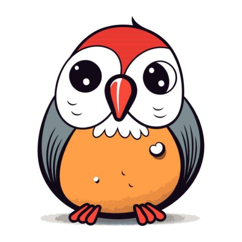 Cute cartoon owl isolated on white background. Vector illustrati