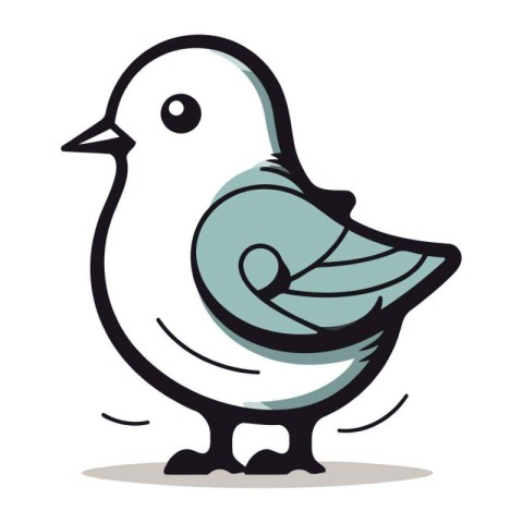 Cute cartoon bird. Vector illustration isolated on a white backg