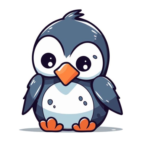 Cute cartoon penguin. Vector illustration isolated on white back