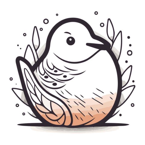 Vector illustration of a cute bird on a white background. Vector