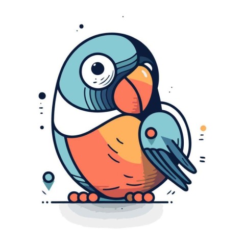 Cute cartoon parrot. Vector illustration in line art style.