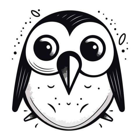 Cute owl. Hand drawn vector illustration isolated on white backg