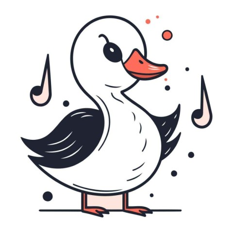 Duck. Vector illustration in doodle style isolated on white back