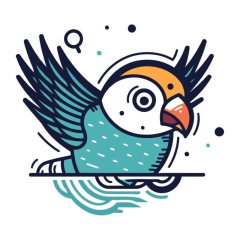 Cute parrot. Vector illustration in doodle style.