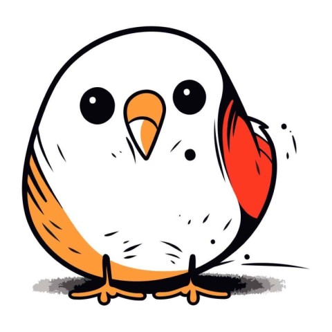 Cute cartoon bird on white background. Vector illustration for y