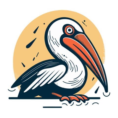 Pelican vector illustration. Hand drawn sketch of pelican.