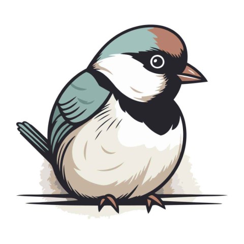 Titmouse isolated on white background. Hand drawn vector illustr