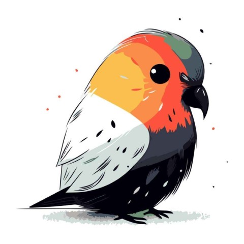 Vector image of a cute parrot on a white background. Hand drawin