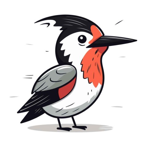 Cute cartoon red headed woodpecker. Vector illustration.