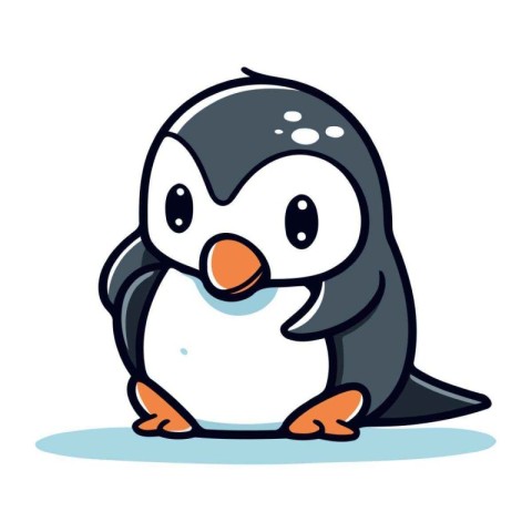 Cute penguin cartoon. Vector illustration. Isolated on white bac