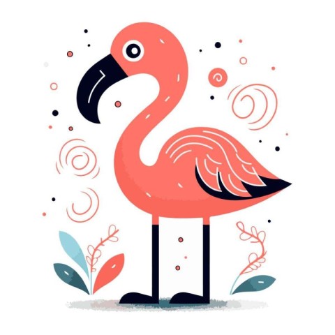 Flamingo. Tropical bird. Vector illustration in flat style.