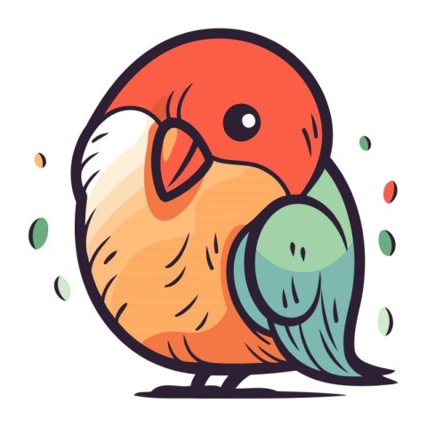 Colorful vector illustration of cute cartoon parrot isolated on