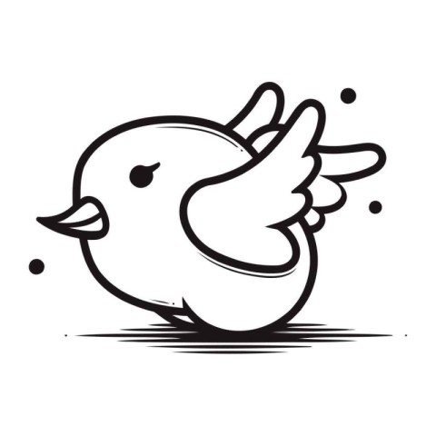 Cute doodle hand drawn bird. Vector illustration isolated on whi