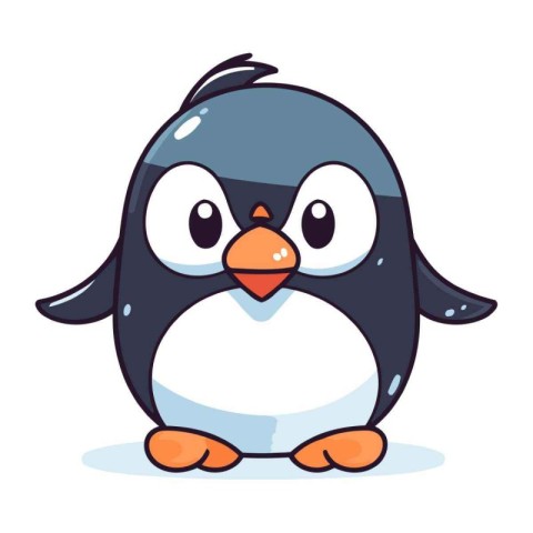 Cute penguin cartoon. Vector illustration isolated on white back