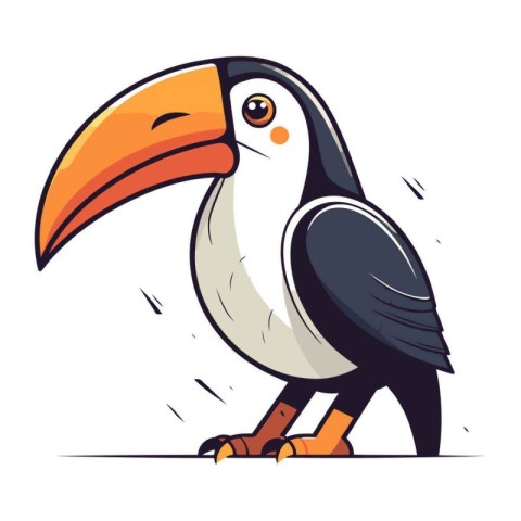 Cute cartoon toucan. Vector illustration isolated on white backg