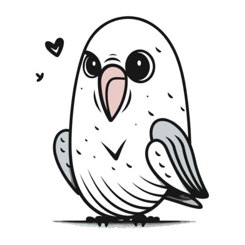 Illustration of a cute cartoon parrot on a white background.