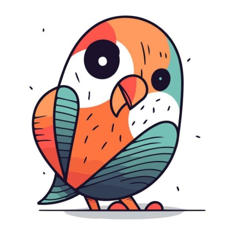 Vector illustration of cute parrot in cartoon style. Isolated on