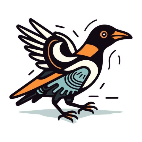 Vector illustration of a crow. Isolated on a white background.