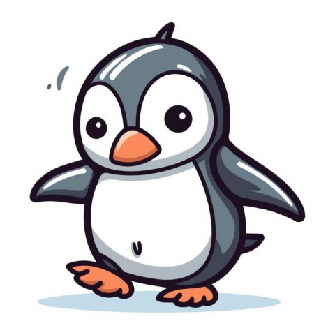 Cute penguin cartoon. Vector illustration isolated on white back