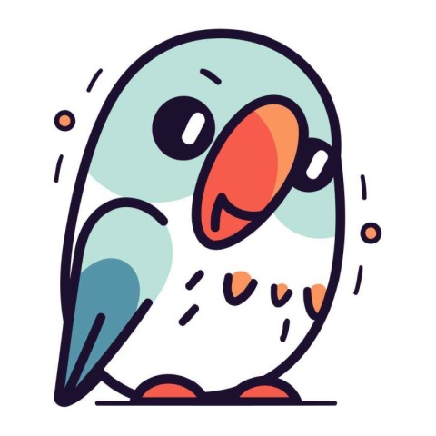 Cute cartoon parrot. Vector illustration in doodle style.