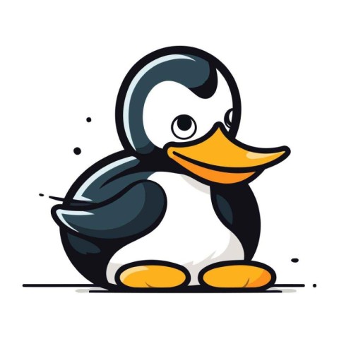 Cute cartoon penguin. Vector illustration isolated on white back