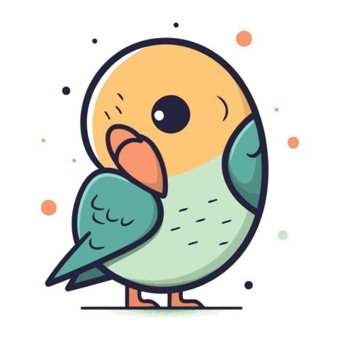 Cute cartoon parrot. Vector illustration in line art style.